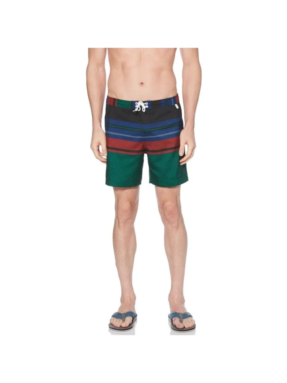 Original Penguin BLACK Green Fixed Waist Volley Swim Trunks, US Size 31 MSRP $79